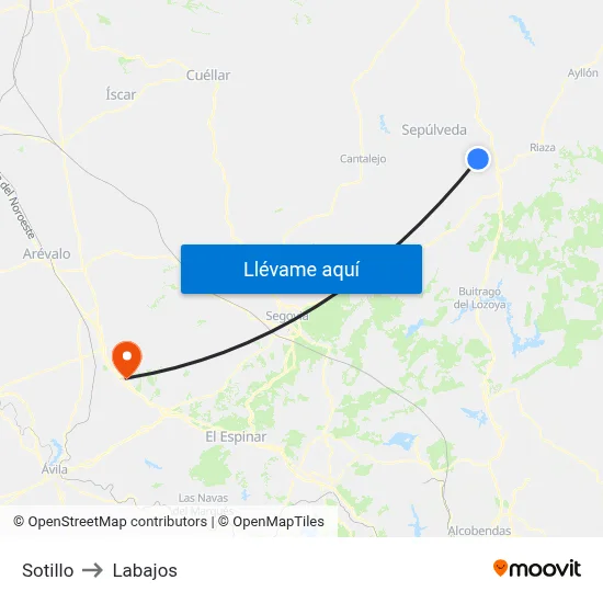 Sotillo to Labajos map