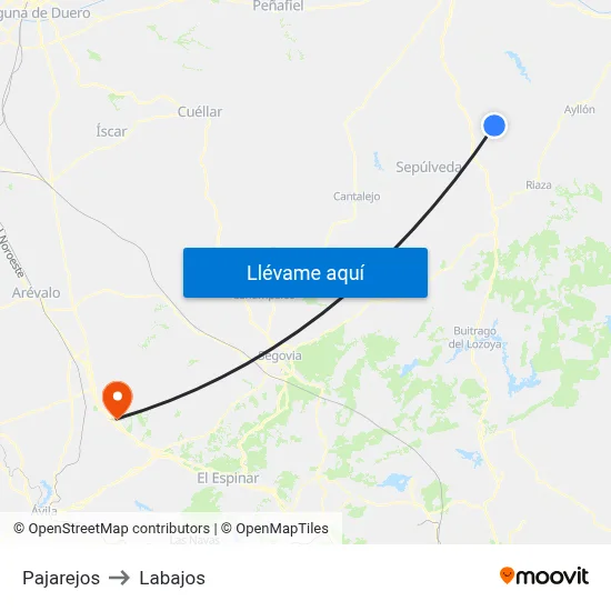 Pajarejos to Labajos map