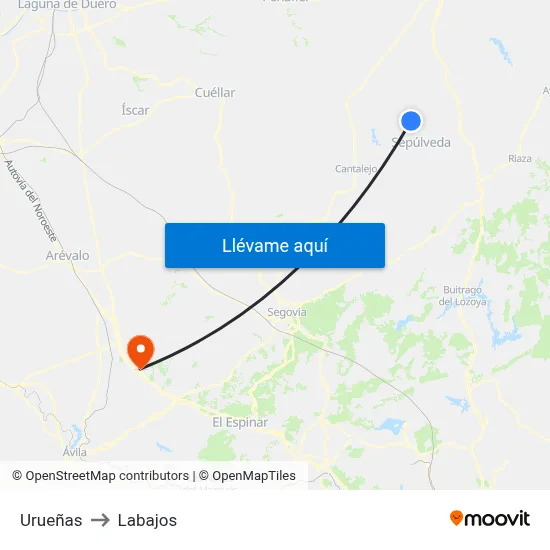 Urueñas to Labajos map