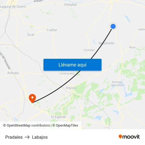 Pradales to Labajos map