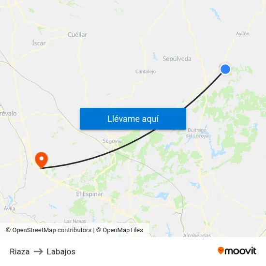 Riaza to Labajos map