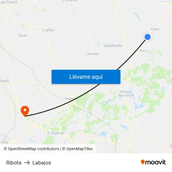 Ribota to Labajos map