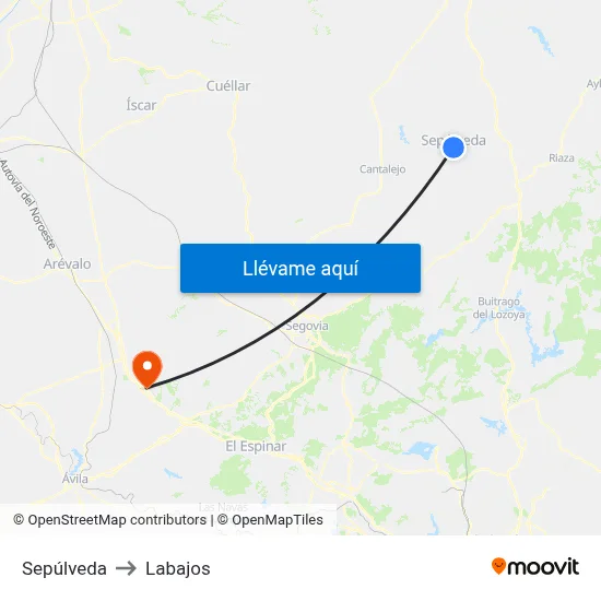 Sepúlveda to Labajos map