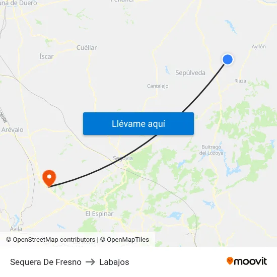 Sequera De Fresno to Labajos map