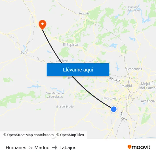 Humanes De Madrid to Labajos map