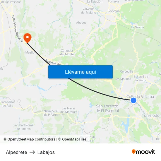 Alpedrete to Labajos map