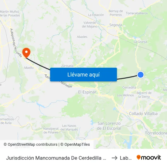 Jurisdicción Mancomunada De Cerdedilla Y Navacerrada to Labajos map