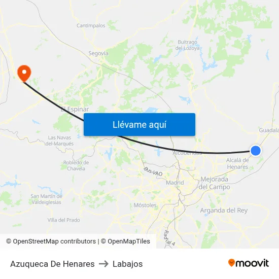 Azuqueca De Henares to Labajos map