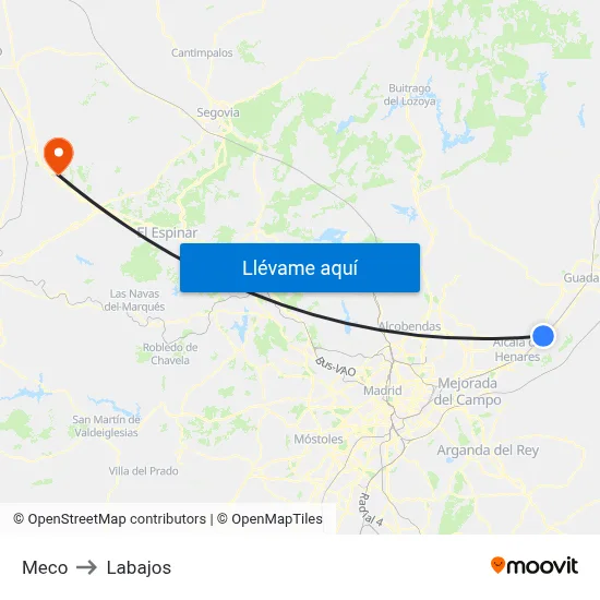 Meco to Labajos map