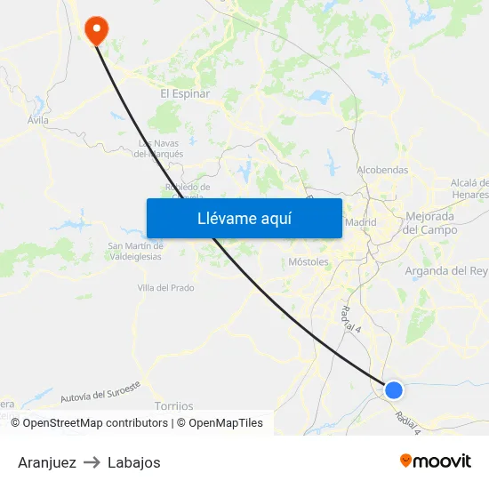 Aranjuez to Labajos map