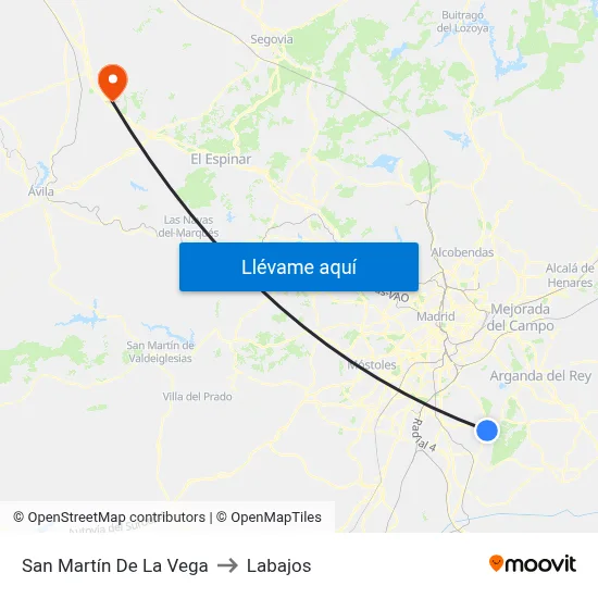 San Martín De La Vega to Labajos map