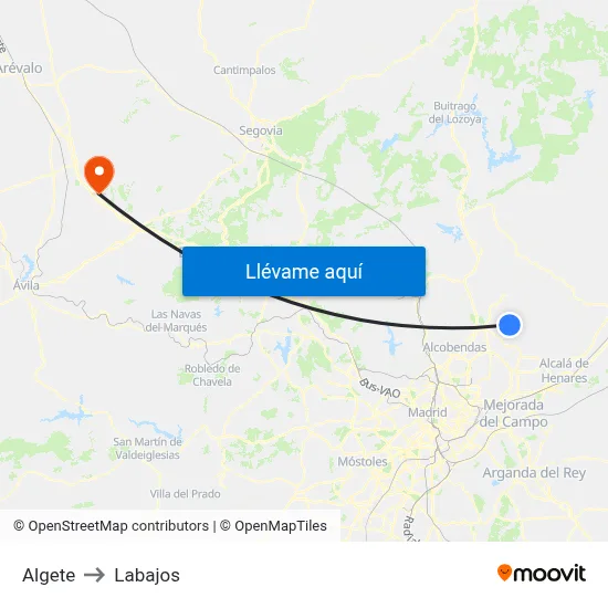 Algete to Labajos map