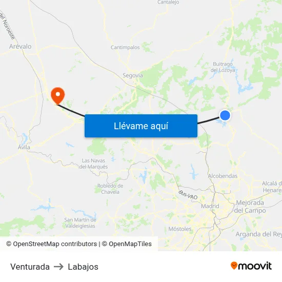 Venturada to Labajos map