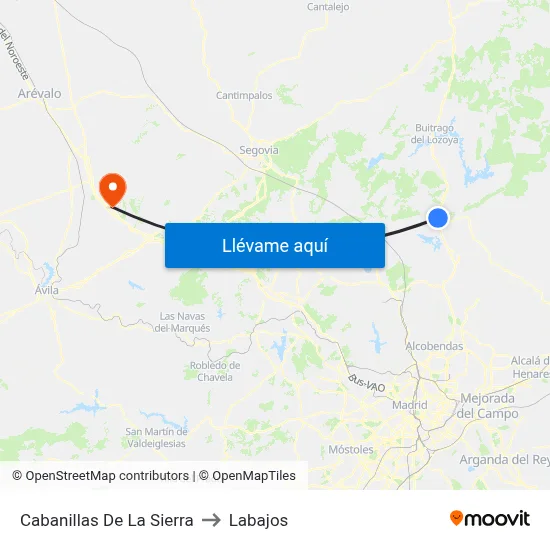 Cabanillas De La Sierra to Labajos map