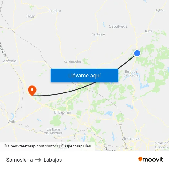 Somosierra to Labajos map