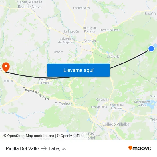Pinilla Del Valle to Labajos map