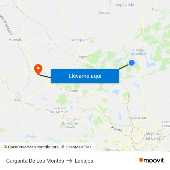 Garganta De Los Montes to Labajos map