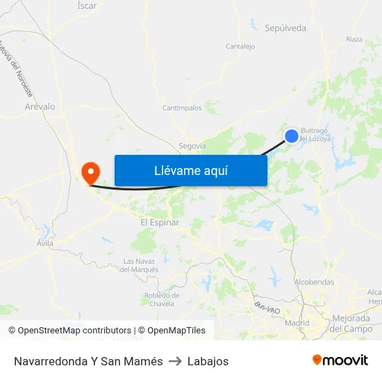 Navarredonda Y San Mamés to Labajos map