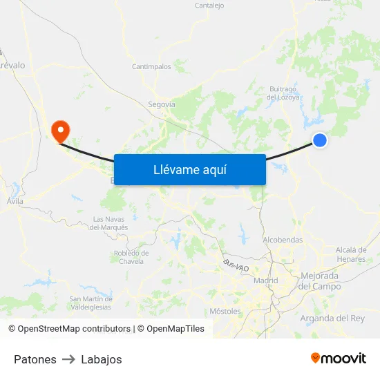 Patones to Labajos map