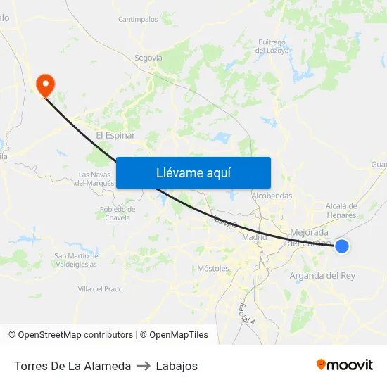 Torres De La Alameda to Labajos map