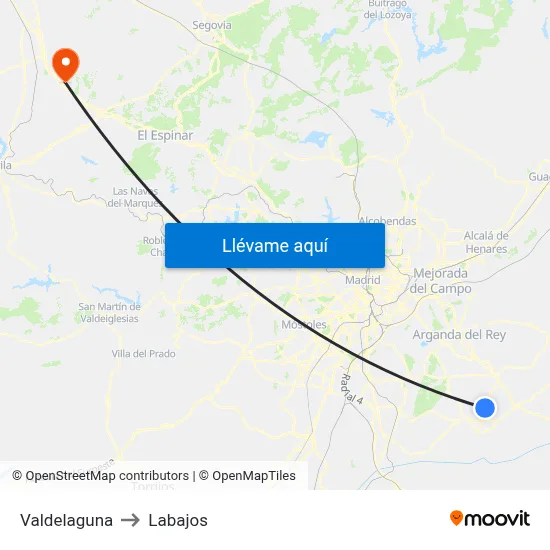 Valdelaguna to Labajos map