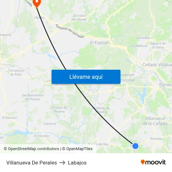 Villanueva De Perales to Labajos map