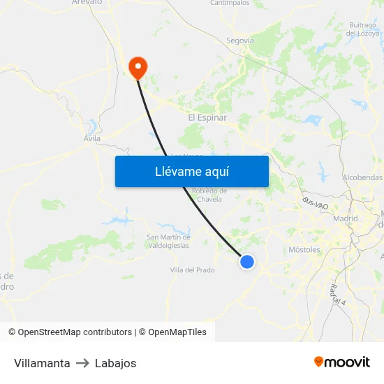 Villamanta to Labajos map