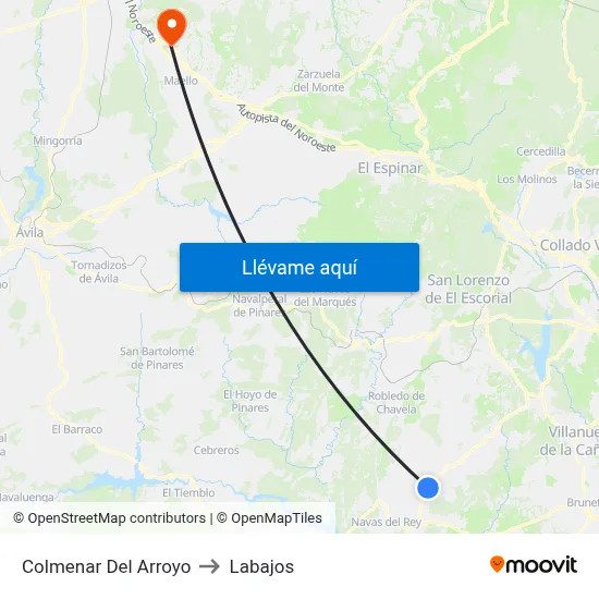 Colmenar Del Arroyo to Labajos map