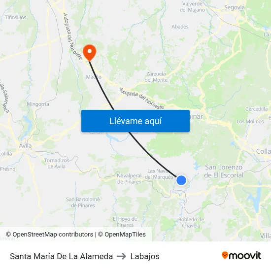 Santa María De La Alameda to Labajos map