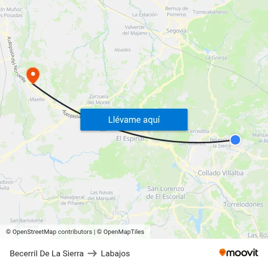 Becerril De La Sierra to Labajos map