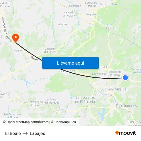 El Boalo to Labajos map