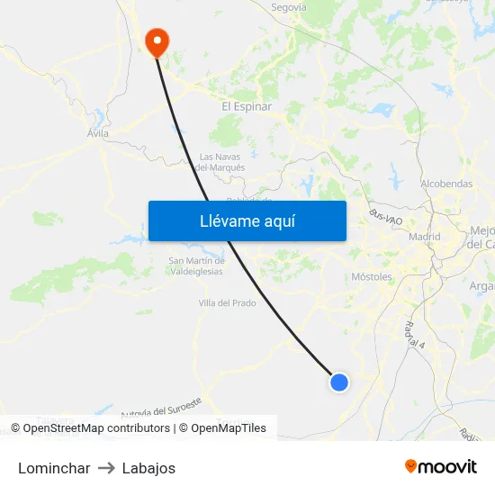 Lominchar to Labajos map