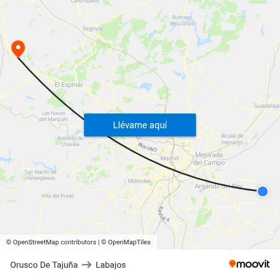 Orusco De Tajuña to Labajos map