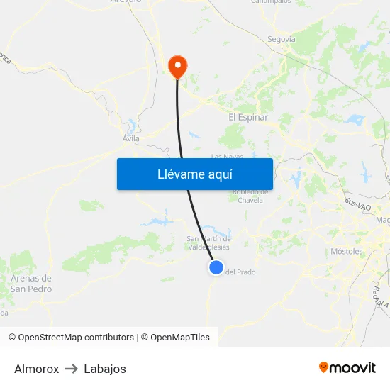 Almorox to Labajos map