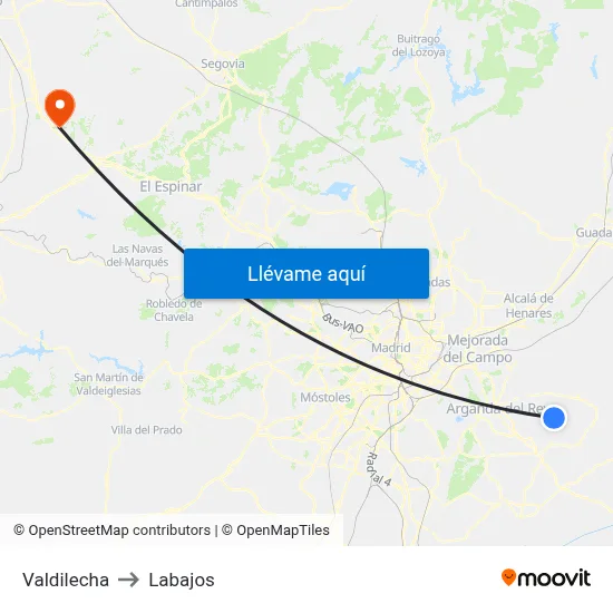 Valdilecha to Labajos map