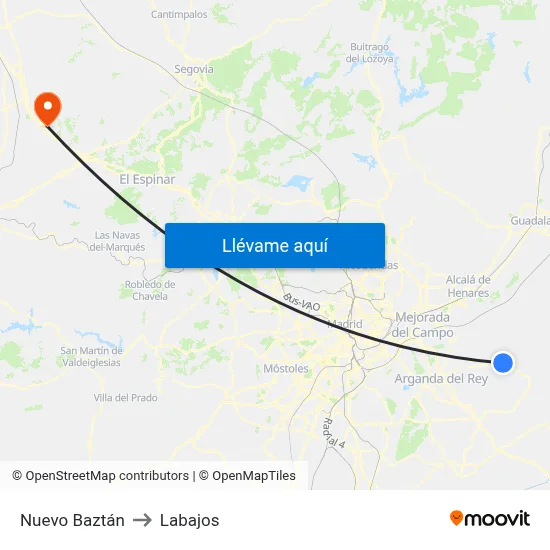 Nuevo Baztán to Labajos map