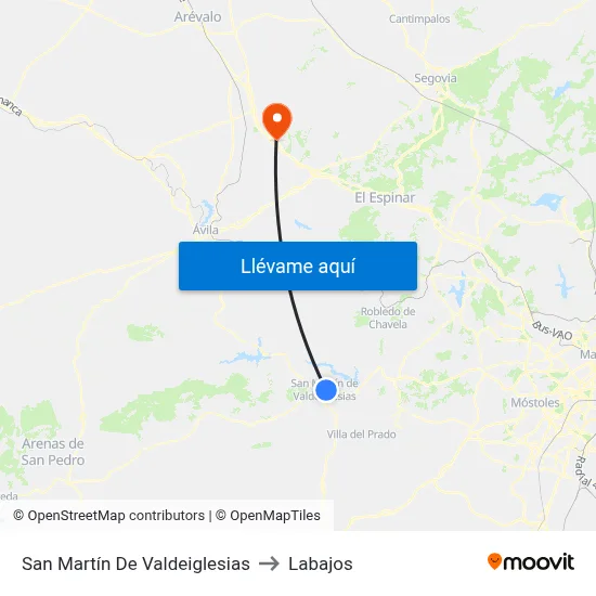 San Martín De Valdeiglesias to Labajos map
