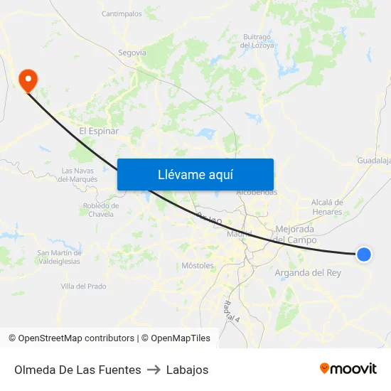 Olmeda De Las Fuentes to Labajos map