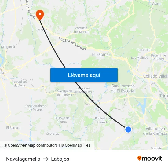Navalagamella to Labajos map