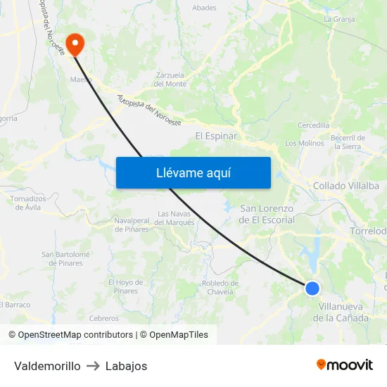 Valdemorillo to Labajos map
