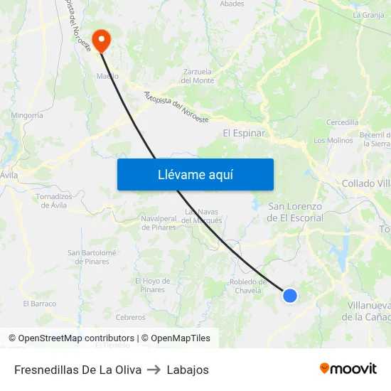 Fresnedillas De La Oliva to Labajos map