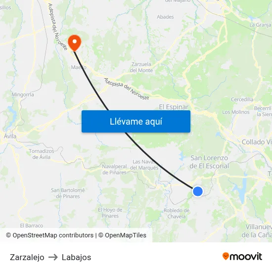 Zarzalejo to Labajos map