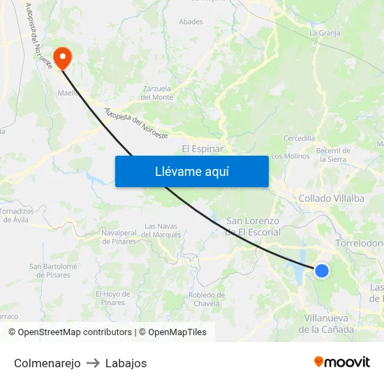 Colmenarejo to Labajos map