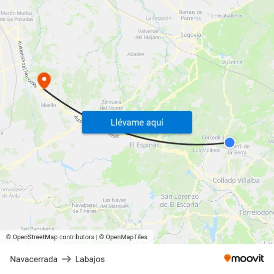 Navacerrada to Labajos map