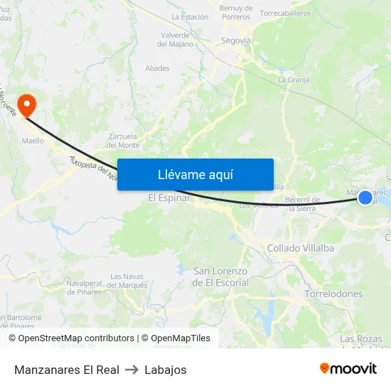 Manzanares El Real to Labajos map