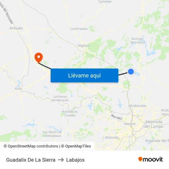 Guadalix De La Sierra to Labajos map