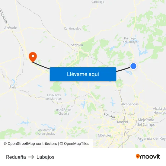 Redueña to Labajos map
