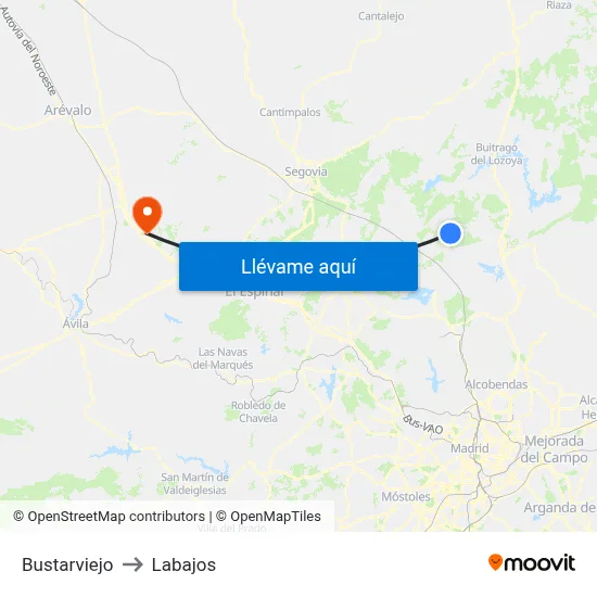 Bustarviejo to Labajos map