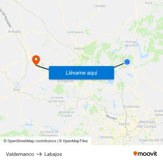 Valdemanco to Labajos map