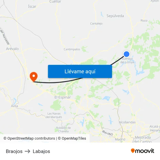 Braojos to Labajos map